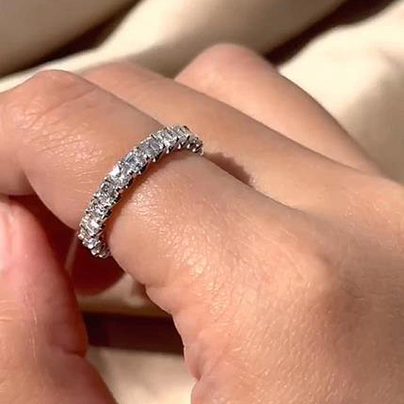 Exclusive Asscher Cut Women's Wedding Band In Sterling Silver