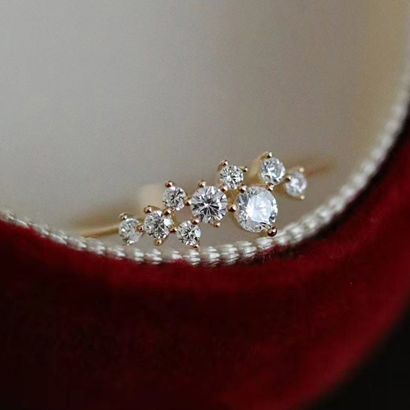 Elegant Gypsophila Yellow Gold Round Cut Wedding Band In Sterling Silver