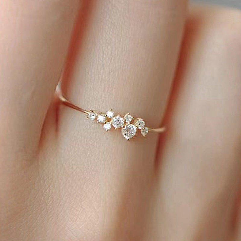 Elegant Gypsophila Yellow Gold Round Cut Wedding Band In Sterling Silver