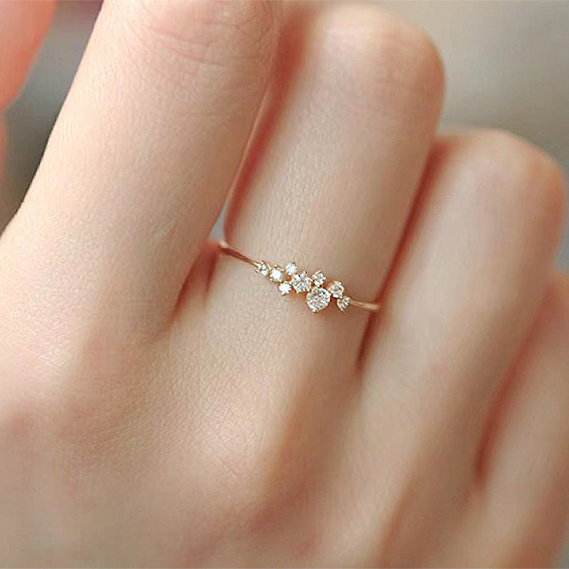 Elegant Gypsophila Yellow Gold Round Cut Wedding Band In Sterling Silver