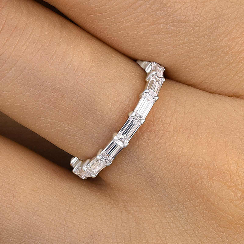 Elegant Full Emerald Cut Wedding Band