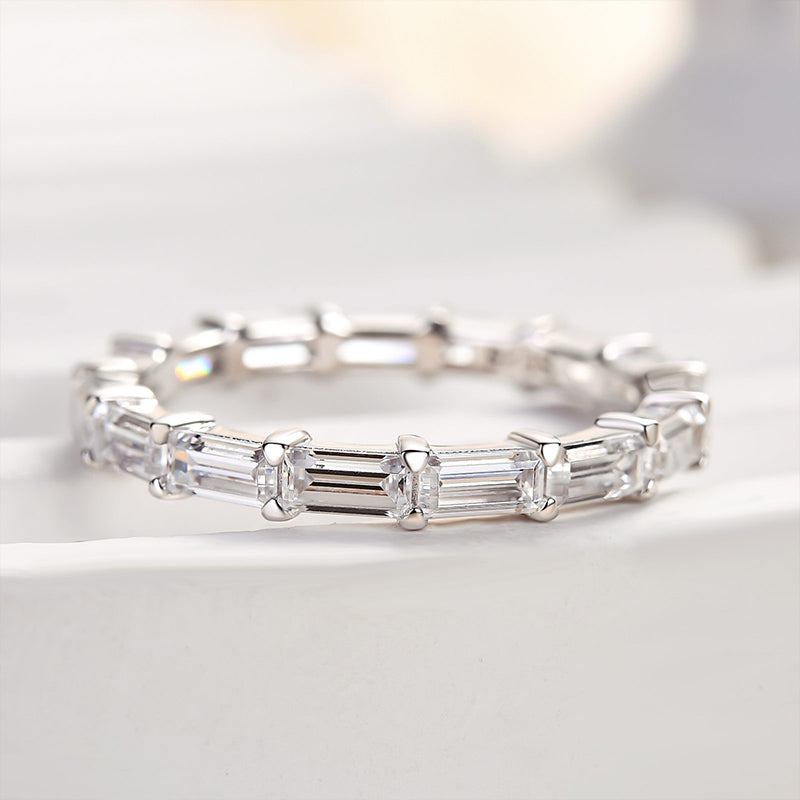 Elegant Full Emerald Cut Wedding Band