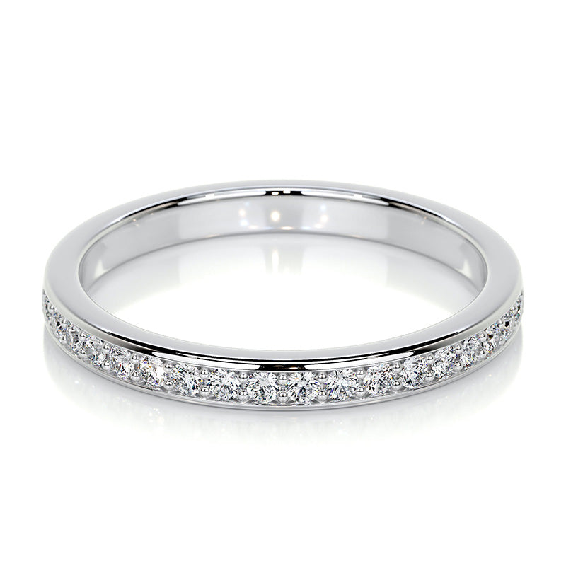 Exclusive Channel Set Curved Half Wedding Band In Sterling Silver