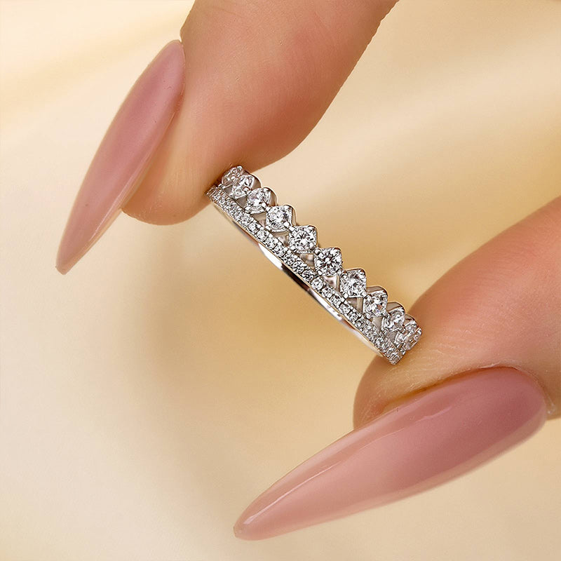Exquisite Yellow Gold Two Rows Round Cut Wedding Band In Sterling Silver