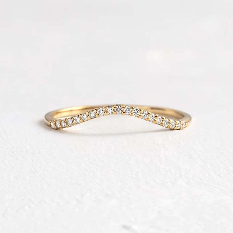 Unique Yellow Gold Pave Wedding Band