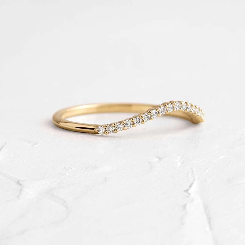 Unique Yellow Gold Pave Wedding Band