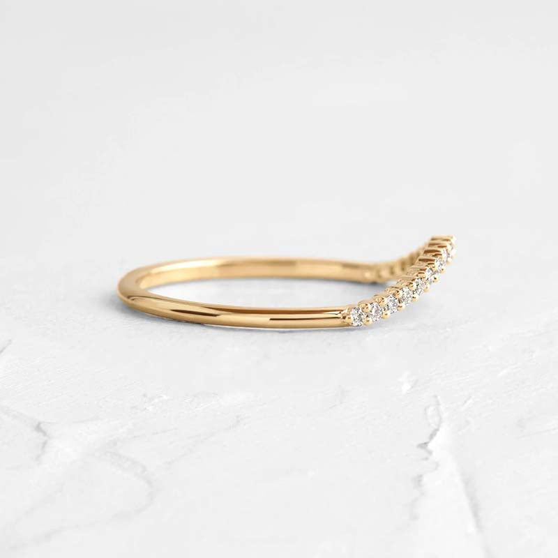 Unique Yellow Gold Pave Wedding Band