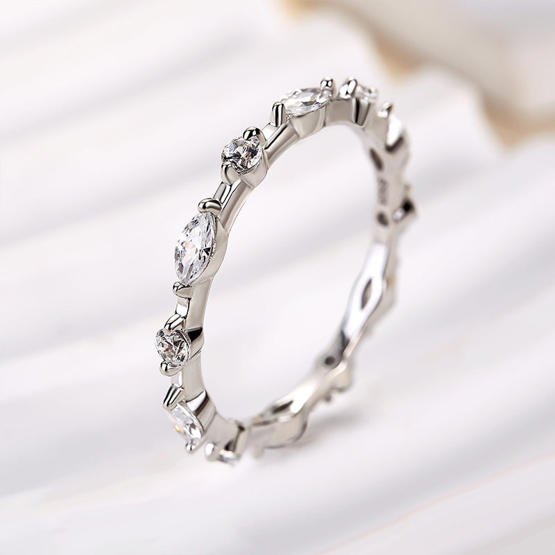 Ahabobo Fashion Marquise & Round Cut Wedding Band