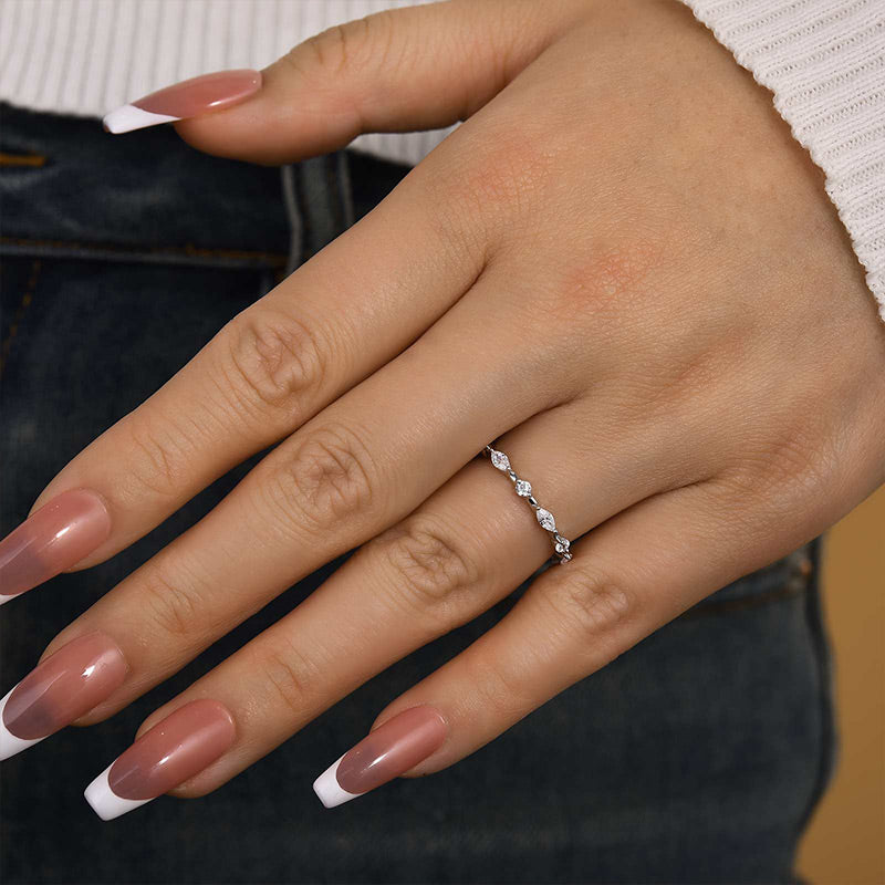 Ahabobo Fashion Marquise & Round Cut Wedding Band