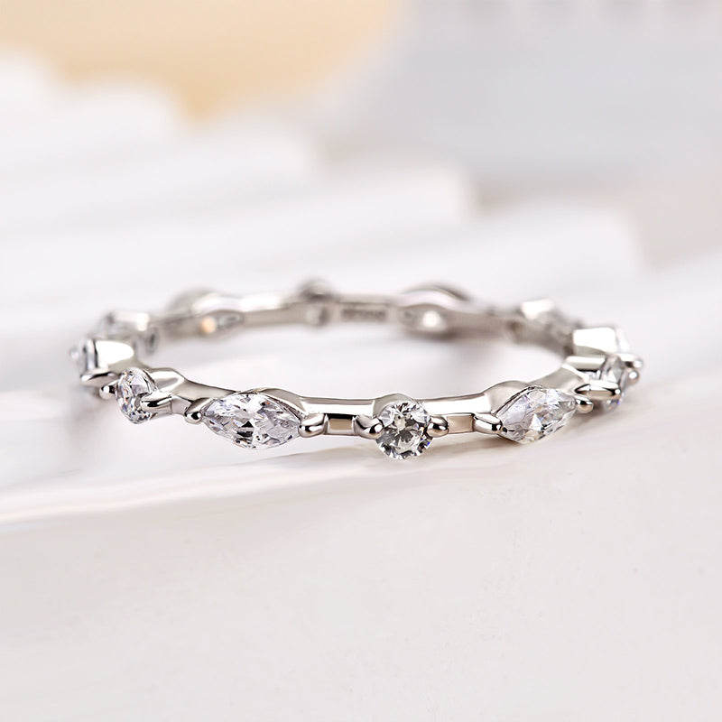 Ahabobo Fashion Marquise & Round Cut Wedding Band