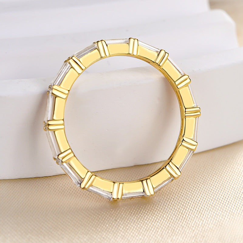 Dainty Yellow Gold Full Emerald Cut Wedding Band