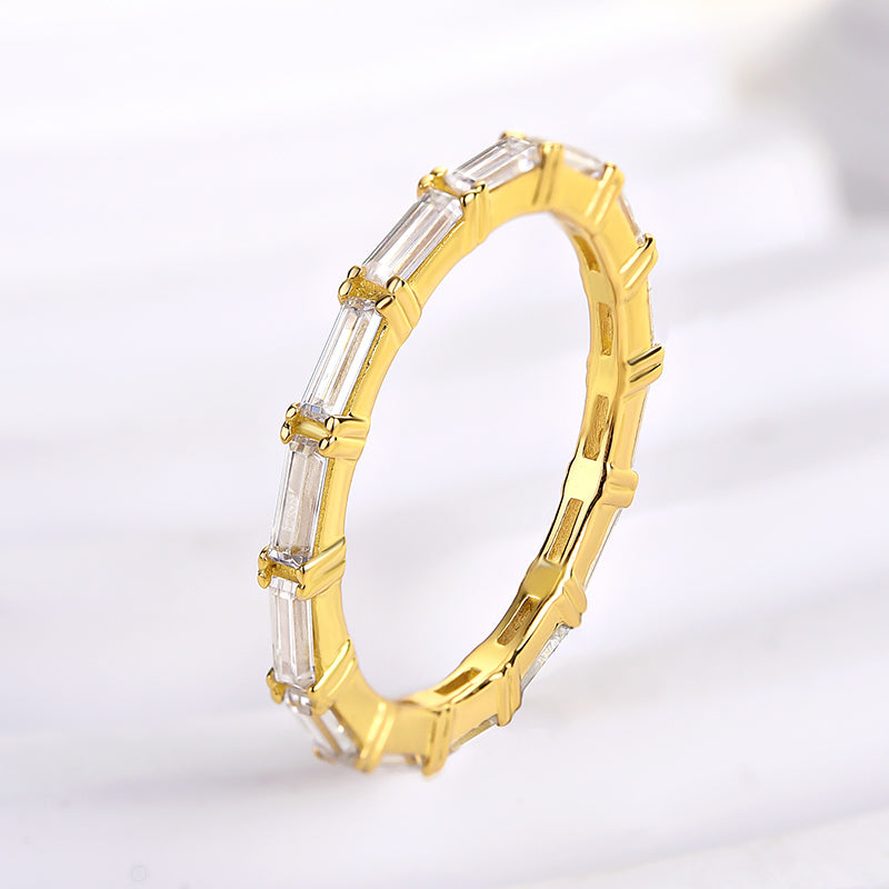 Dainty Yellow Gold Full Emerald Cut Wedding Band