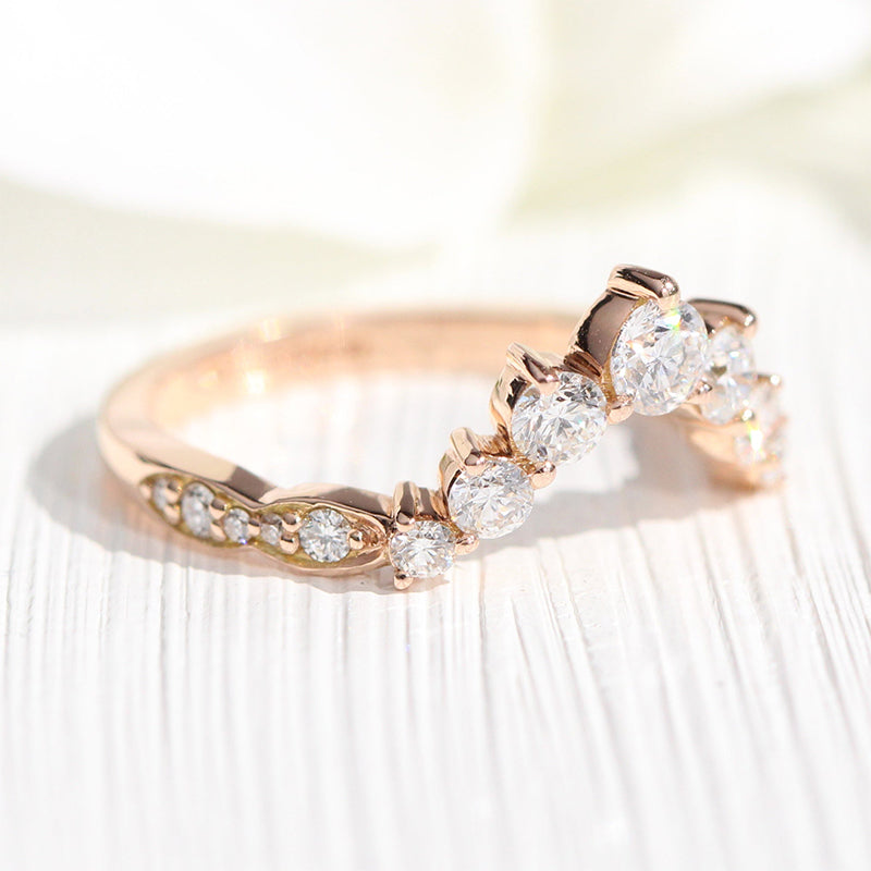 Unique Rose Gold V-shaped Design Wedding Band