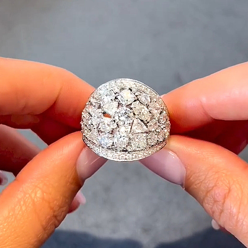 Luxury Cluster Pave Wedding Band