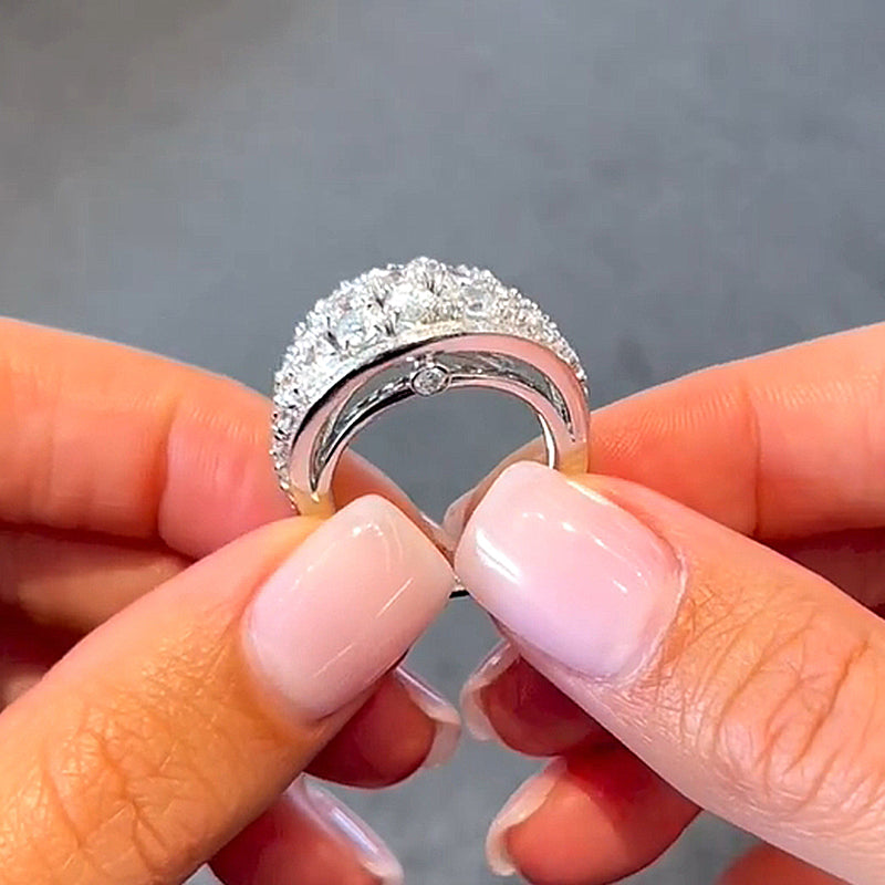 Luxury Cluster Pave Wedding Band