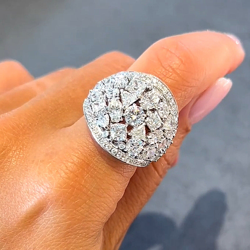 Luxury Cluster Pave Wedding Band