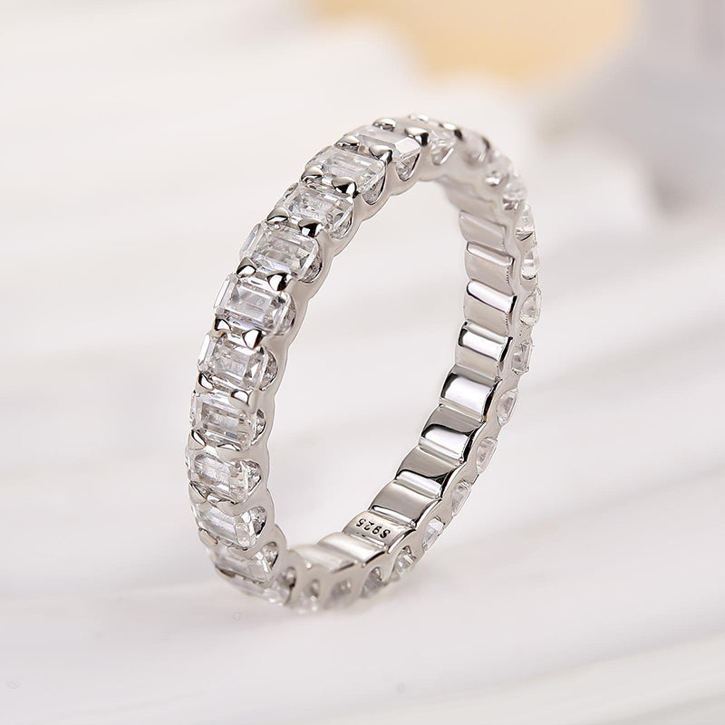 Ahabobo Unique Emerald Cut Women's Wedding Band