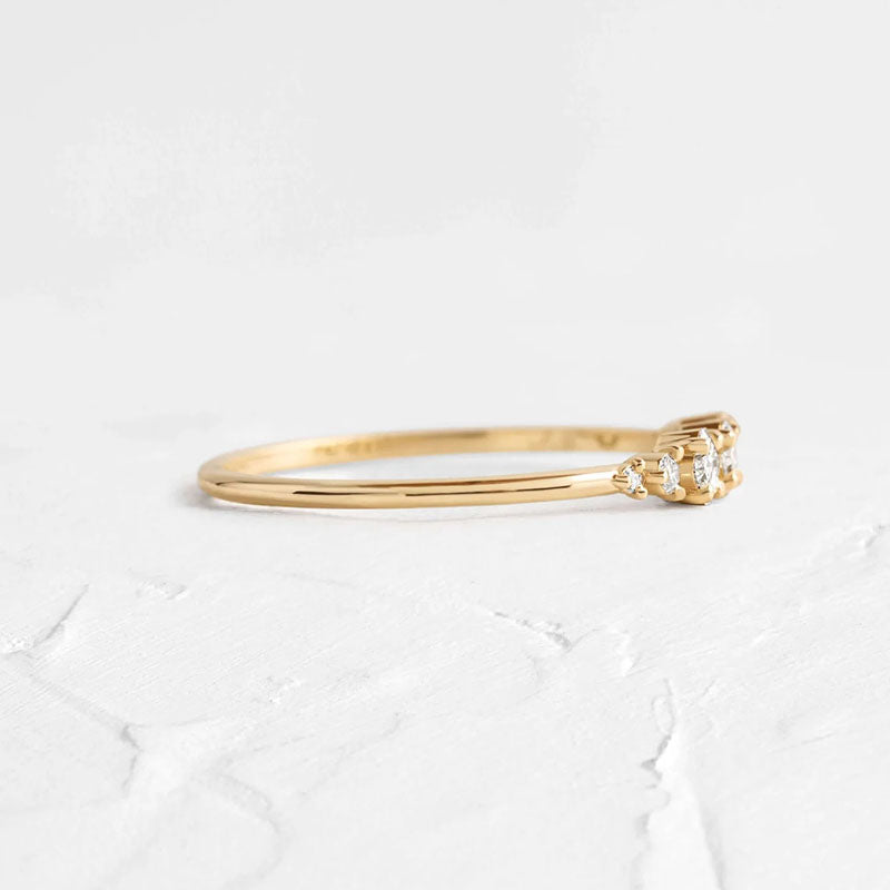 Ahabobo Chic Yellow Gold Asscher Cut Wedding Band