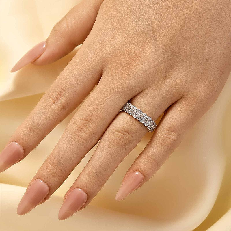 7.5Ct Cushion Cut Eternity Wedding Band In Sterling Silver