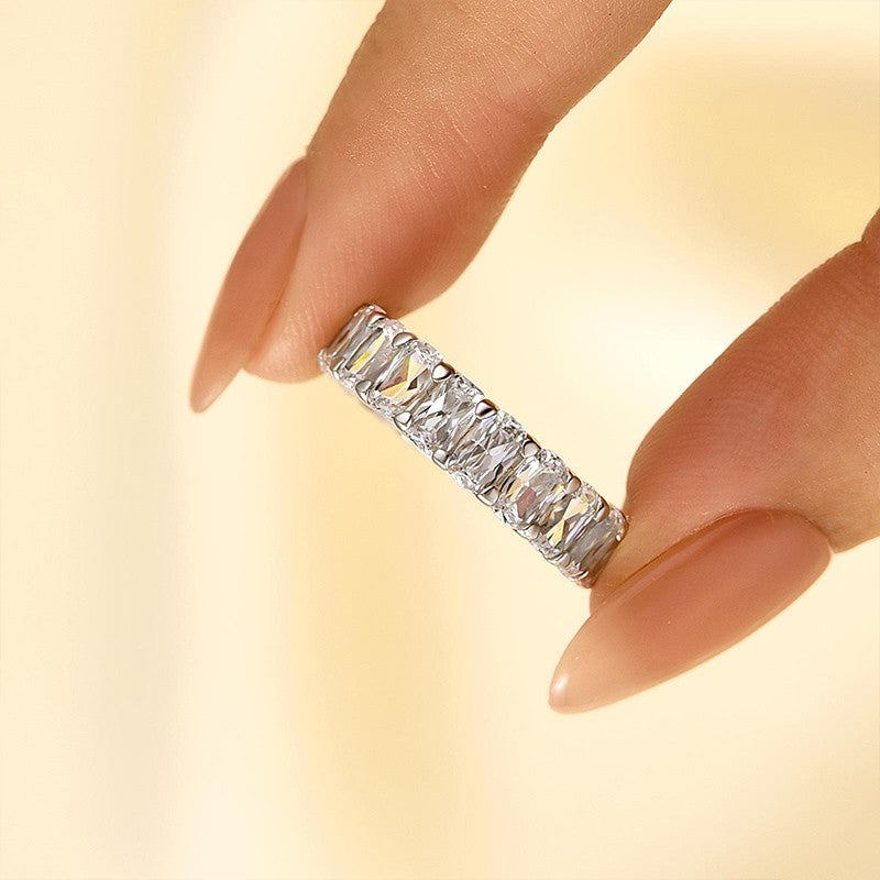 7.5Ct Cushion Cut Eternity Wedding Band In Sterling Silver