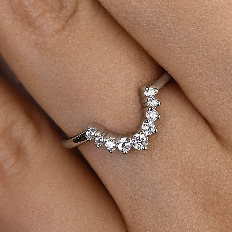 Ahabobo Unique Round Cut Women's Wedding Band
