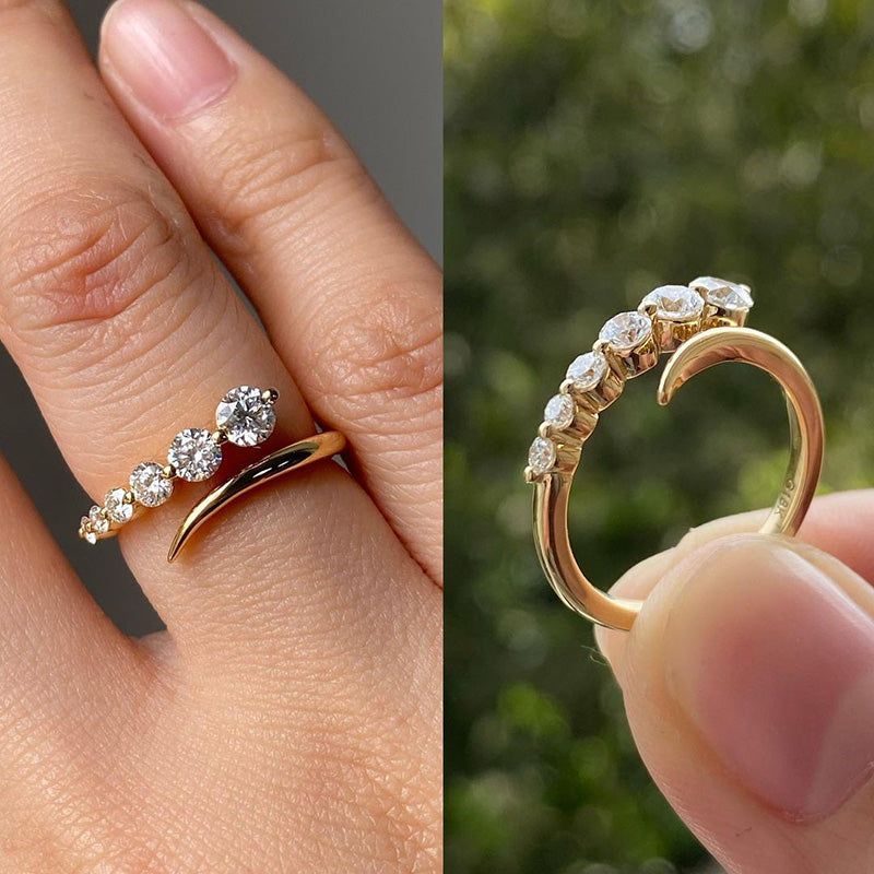 Ahabobo Unique Design Round Cut Wedding Band