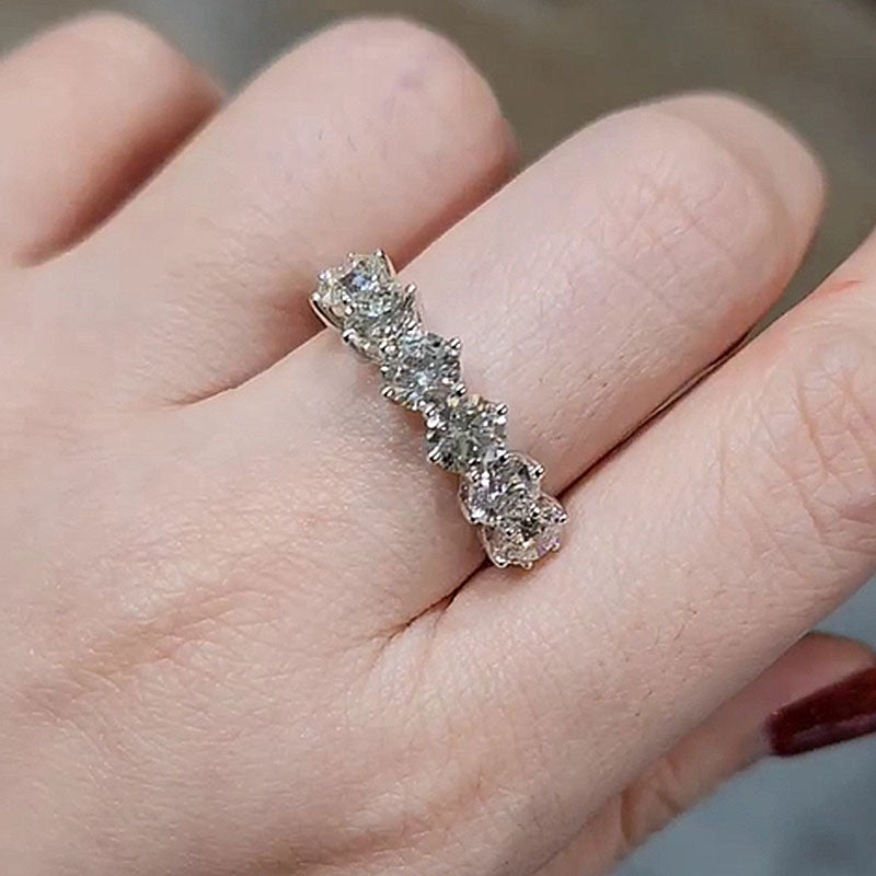 Ahabobo Unique Half Round Cut Women's Wedding Band