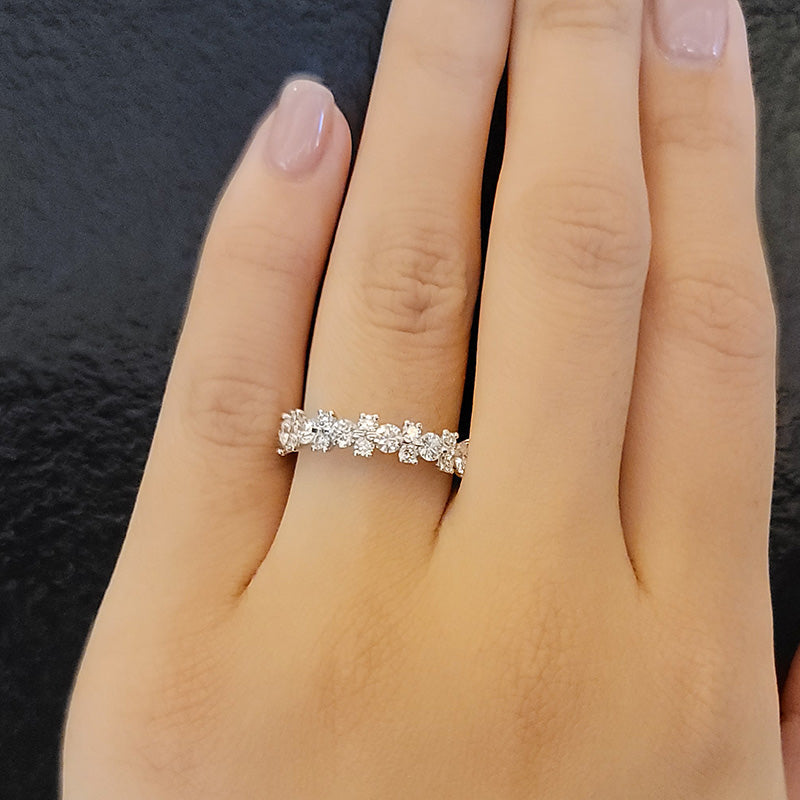 Ahabobo Unique Round Cut Full Wedding Band for Women
