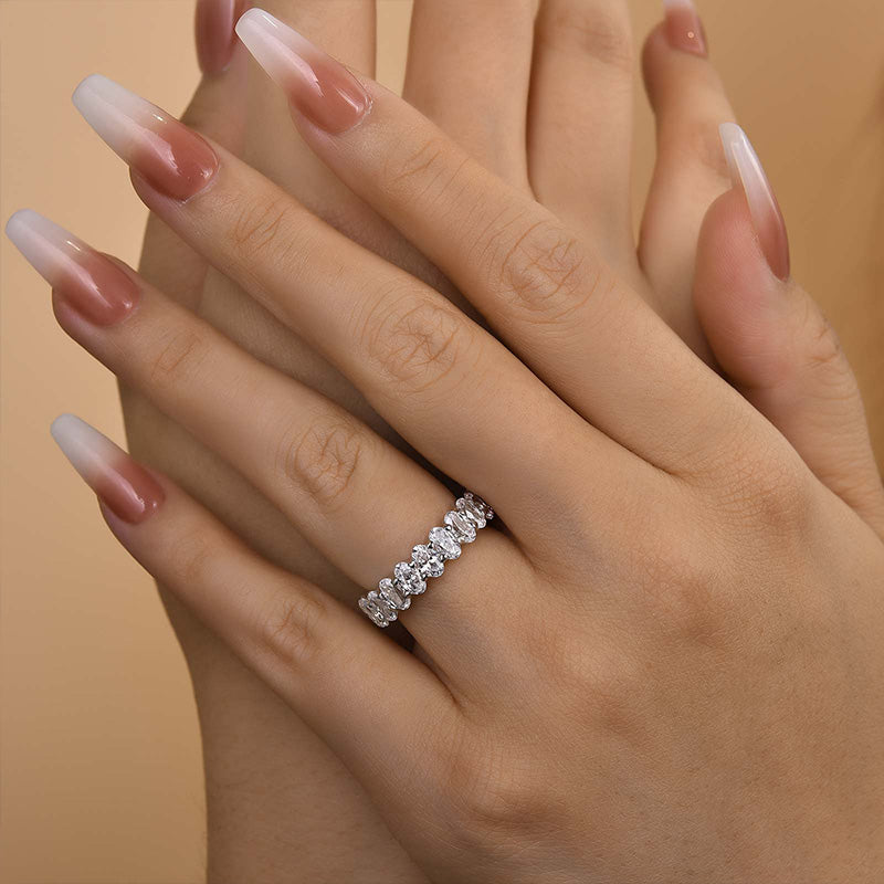 Ahabobo Full Oval Cut Simulated Diamond Wedding Band