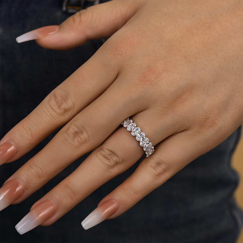 Ahabobo Full Oval Cut Simulated Diamond Wedding Band