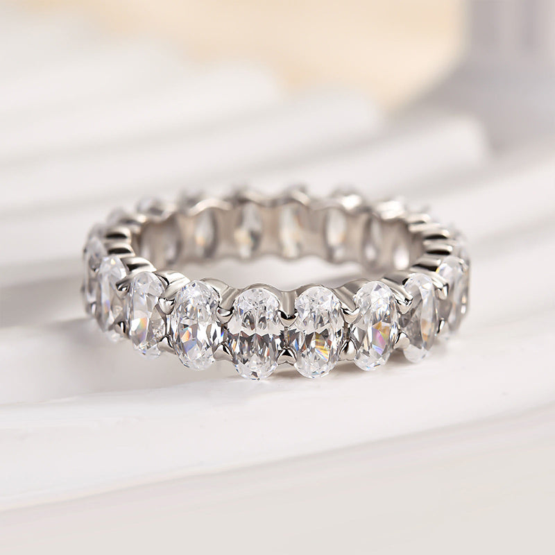 Ahabobo Full Oval Cut Simulated Diamond Wedding Band