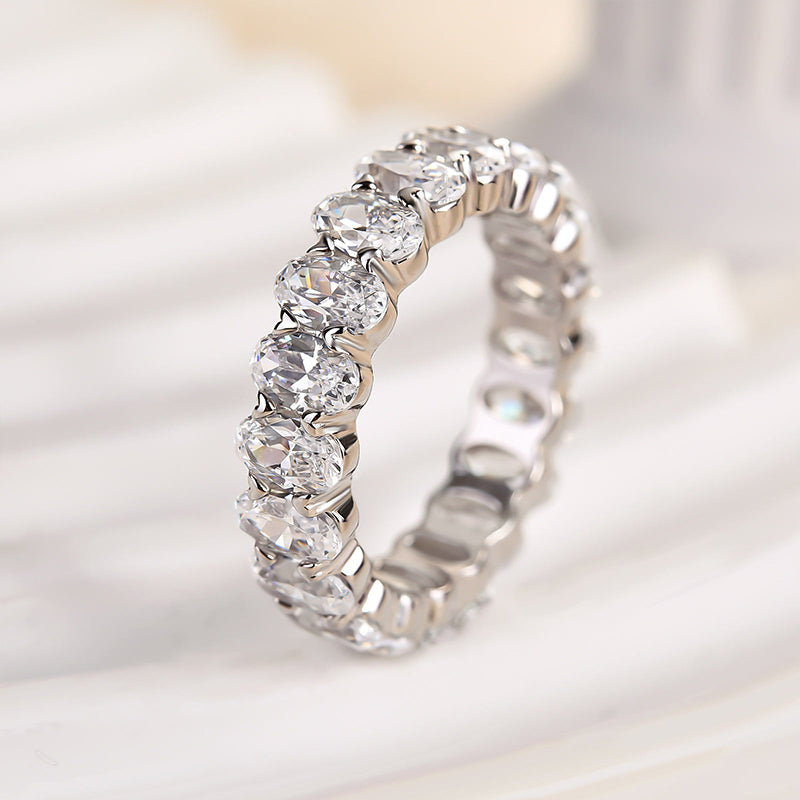 Ahabobo Full Oval Cut Simulated Diamond Wedding Band