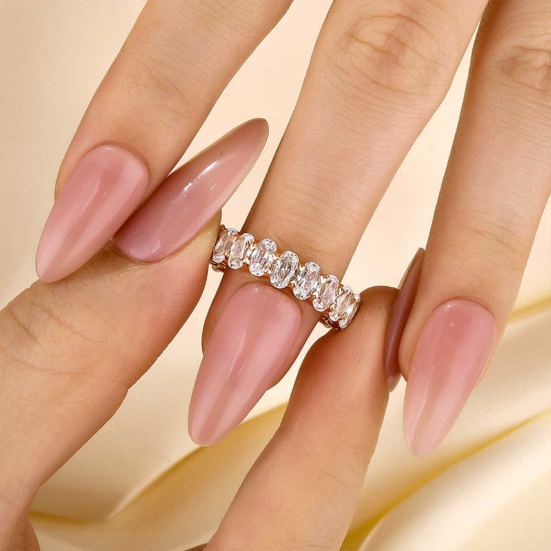 Ahabobo Full Oval Cut Simulated Diamond Wedding Band