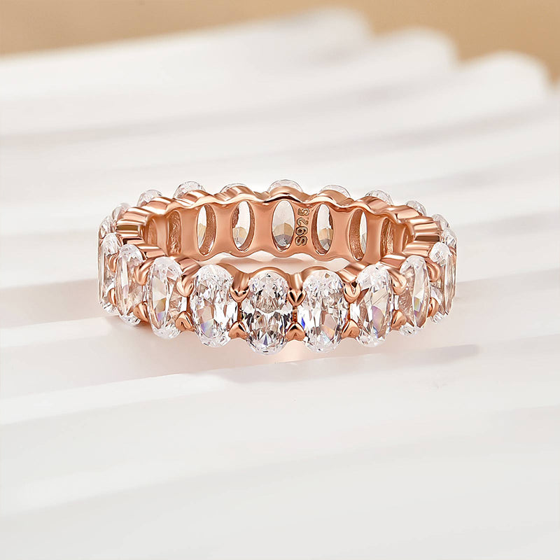 Ahabobo Full Oval Cut Simulated Diamond Wedding Band