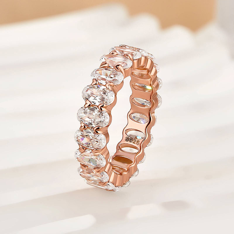 Ahabobo Full Oval Cut Simulated Diamond Wedding Band