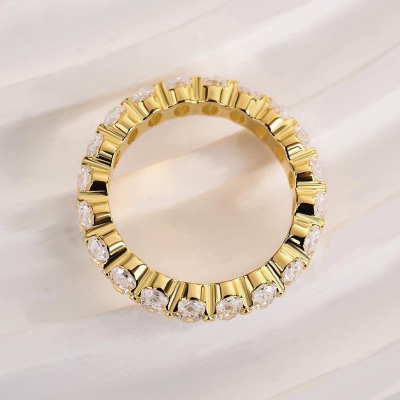 Ahabobo Full Oval Cut Simulated Diamond Wedding Band