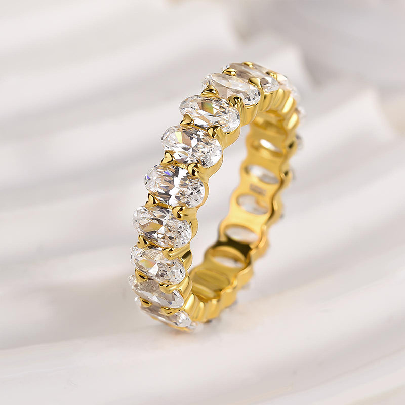 Ahabobo Full Oval Cut Simulated Diamond Wedding Band