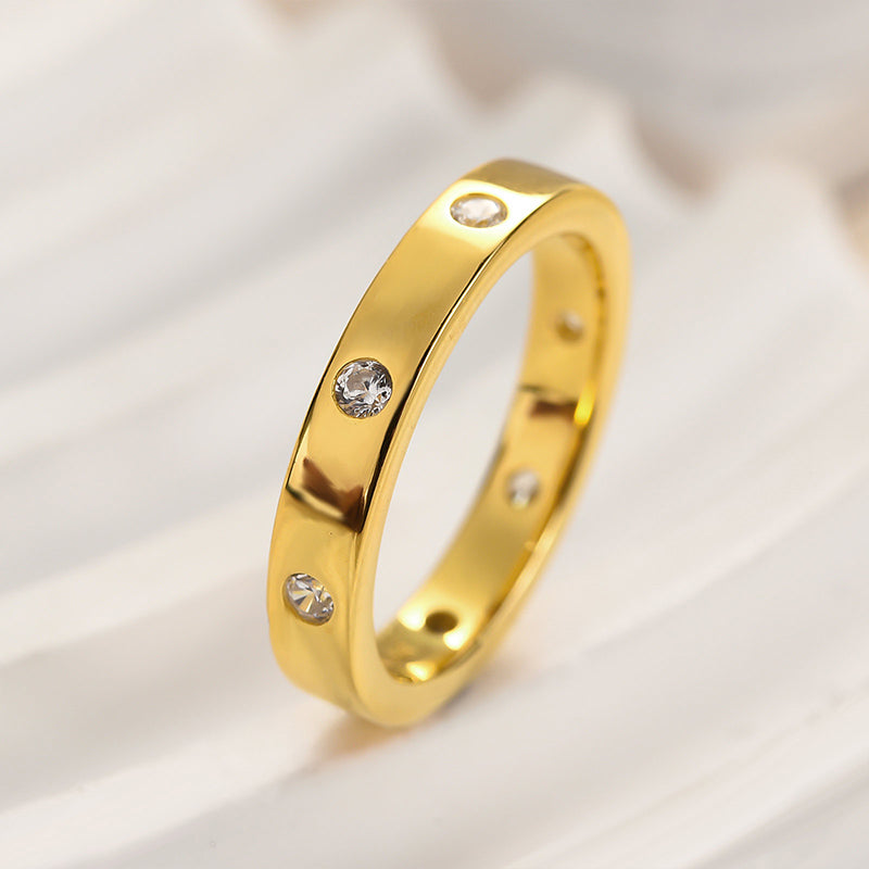 Ahabobo Vintage Round Cut Wide Wedding Band