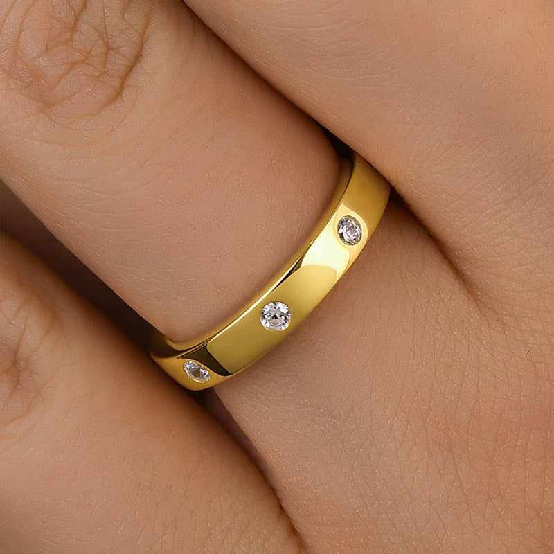 Ahabobo Vintage Round Cut Wide Wedding Band