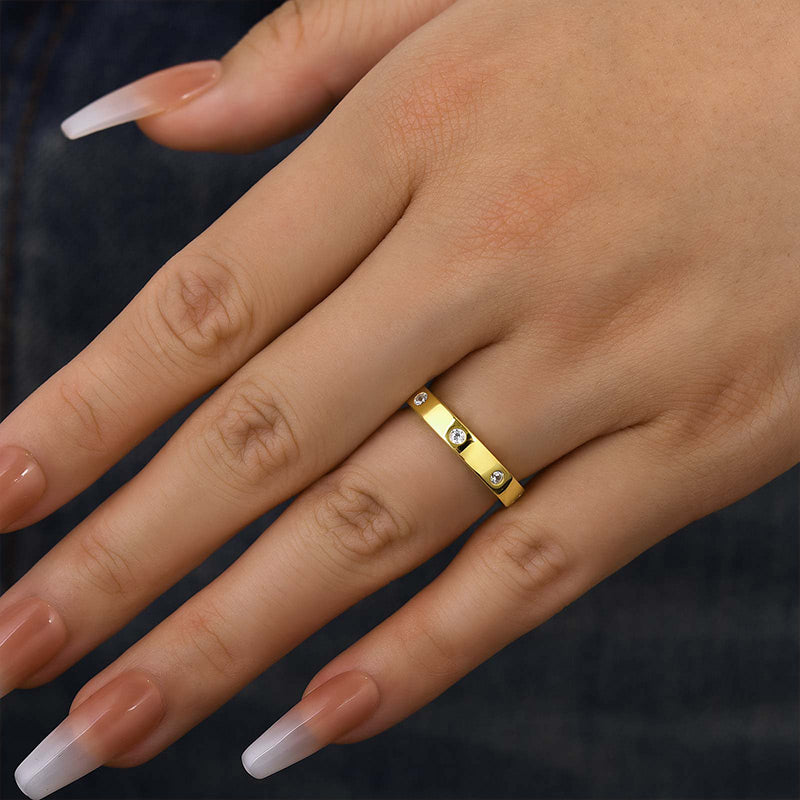 Ahabobo Vintage Round Cut Wide Wedding Band