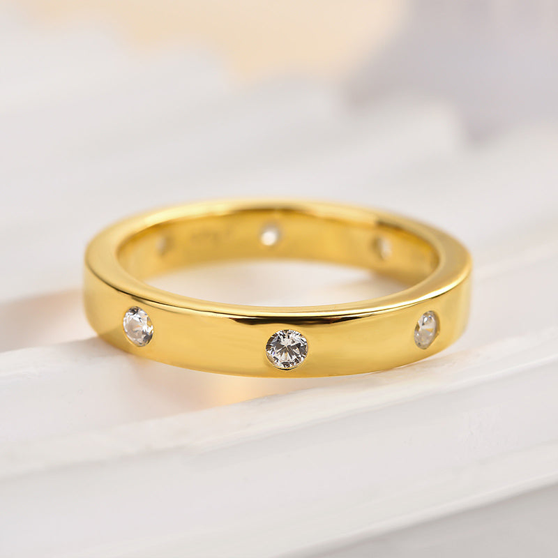 Ahabobo Vintage Round Cut Wide Wedding Band