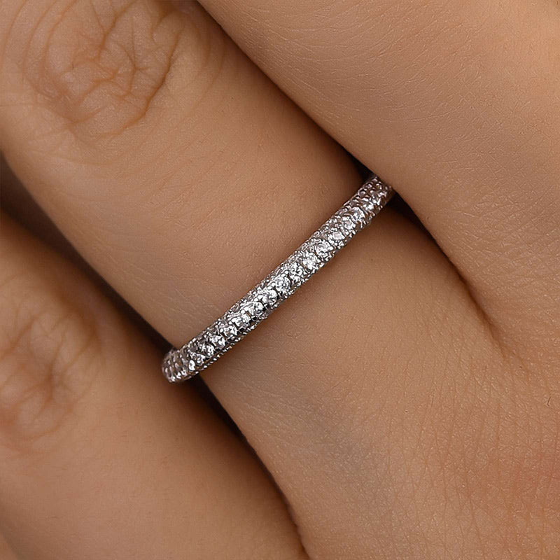 Ahabobo Unique Three Sided Stone Women's Wedding Band