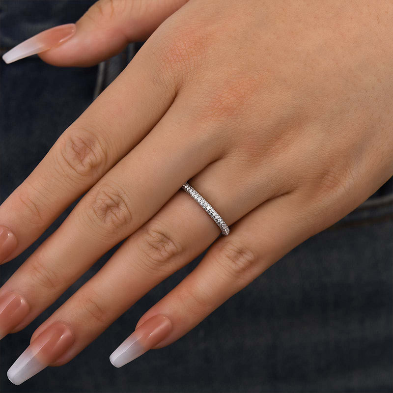 Ahabobo Unique Three Sided Stone Women's Wedding Band