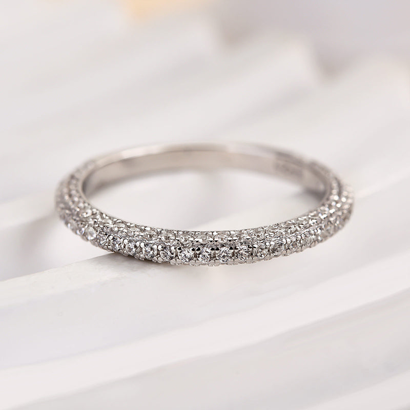 Ahabobo Unique Three Sided Stone Women's Wedding Band