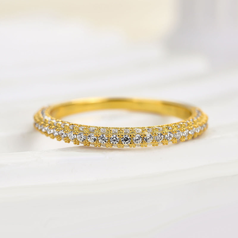 Ahabobo Unique Three Sided Stone Women's Wedding Band