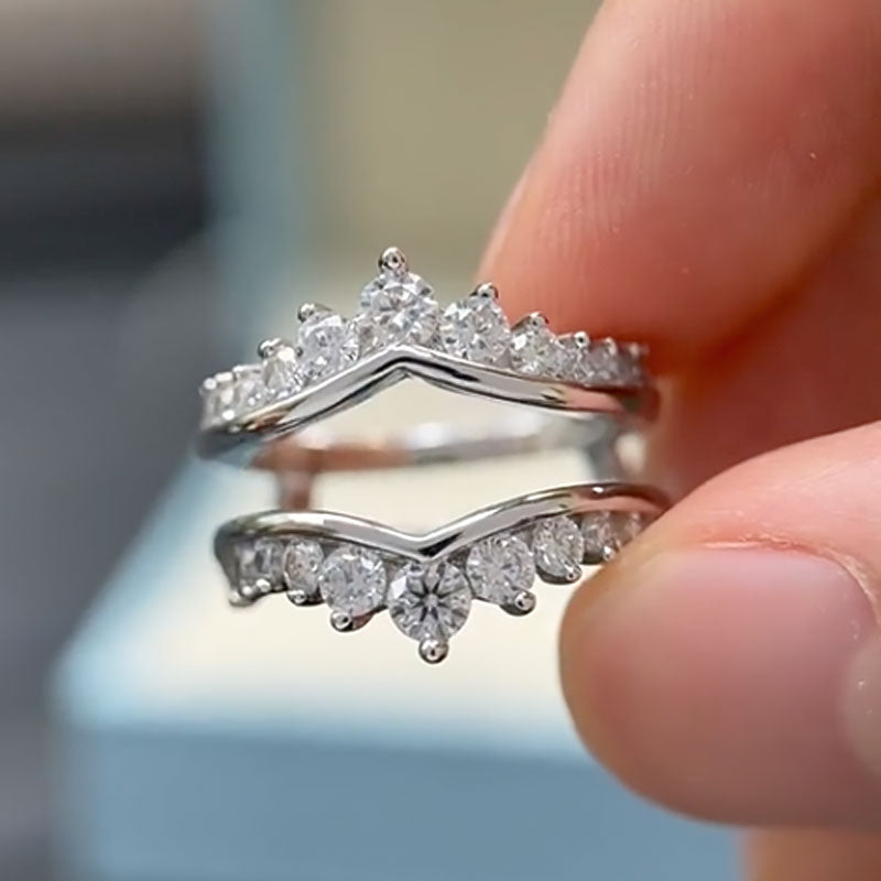 Ahabobo Fashion Round Cut Jacket Wedding Band For Women In Sterling Silver