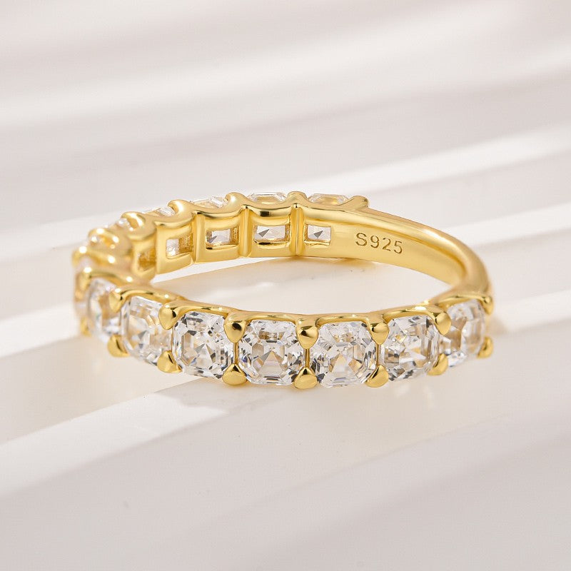 Unique Asscher Cut Wedding Band In Sterling Silver
