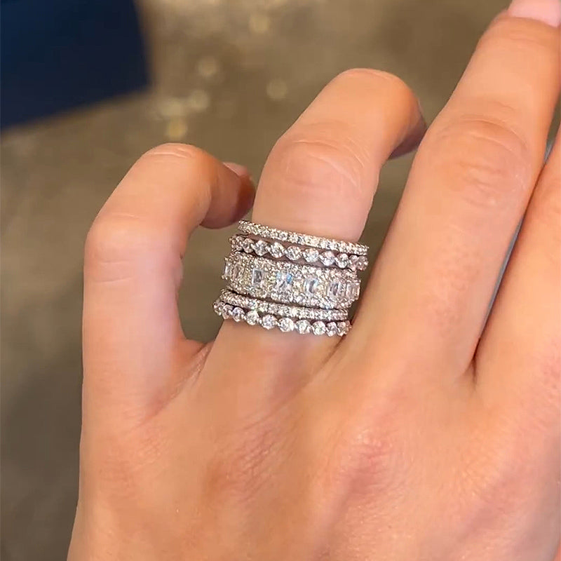 Noble Cushion Cut 5PC Wedding Band Set