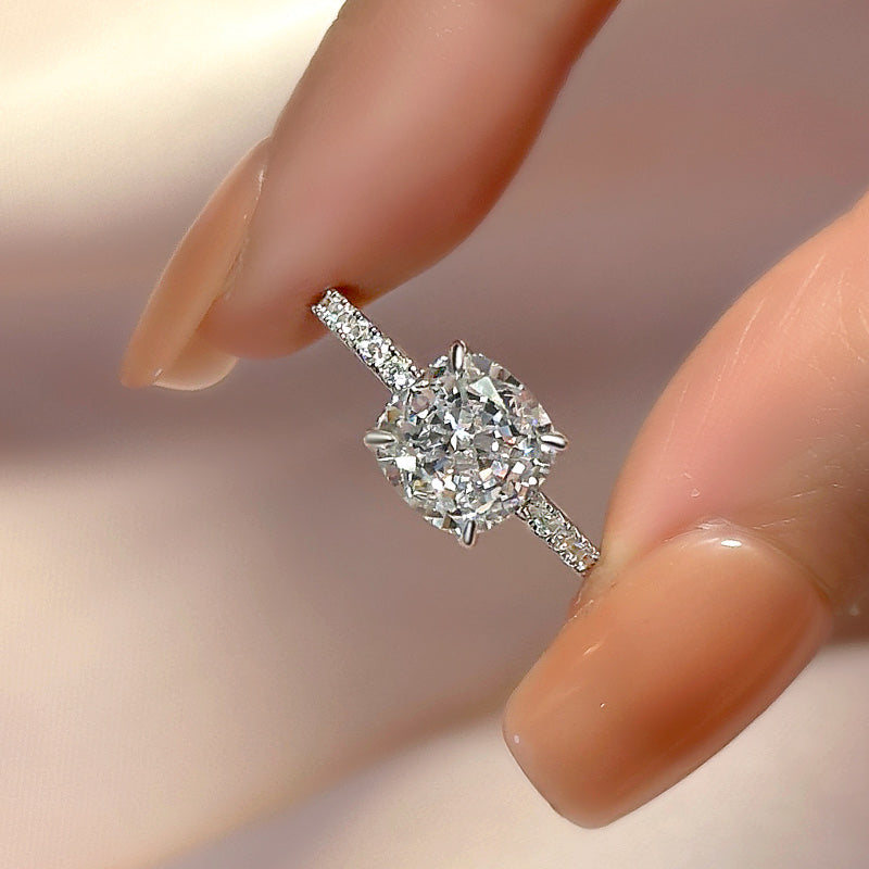 Maxine Classic 3.0Ct Cushion Cut Engagement Ring In Sterling Silver
