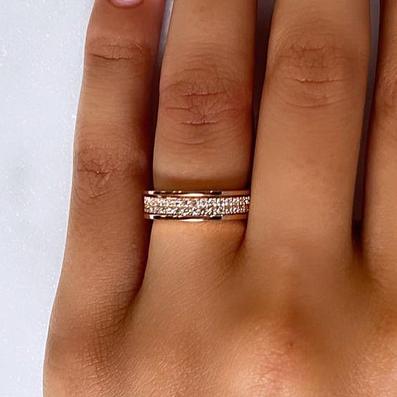 Elegant Rose Gold Women's Wedding Band In Sterling Silver
